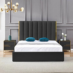 Meubler Design Lit Design Couleur Or Avec Coffre Veneto - Noir - 180x200