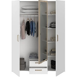 Acheter PARISOT Armoire DREAM 3 portes - Panneau de particules - Miroir - Décor blanc - L150 x H200 x P52 cm