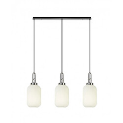 Luminaire Center Suspension 3 ampoules Nickel poli,opale