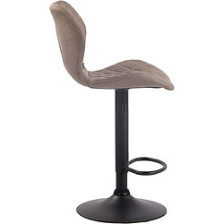 Avis Decoshop26 Tabouret de bar x1 avec coutures décoratives en forme de losanges en tissu taupe et métal noir 10_0004662