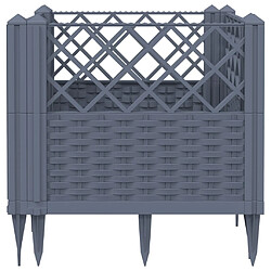 Avis vidaXL Jardinière avec piquets bleu gris 43,5x43,5x43,5 cm PP