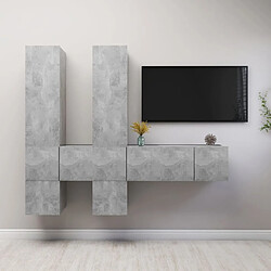 Maison Chic Ensemble de meubles TV 7 pcs | Banc TV Moderne pour salon | Meuble de Rangement - Gris béton Aggloméré -MN21898