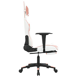 Avis vidaXL Chaise de jeu avec repose-pied Blanc et rose Similicuir