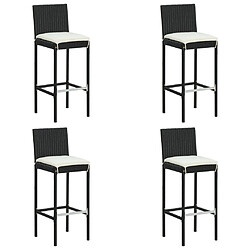 Acheter vidaXL Ensemble de bar de jardin 5 pcs et coussins Résine tressée Noir