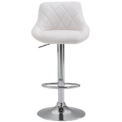 Decoshop26 Tabouret de bar en synthétique blanc pivotant avec repose-pieds coutures décoratives 10_0000113