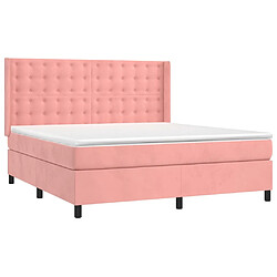 Acheter Maison Chic Lit adulte- Lit + matelas + LED,Sommier à lattes de lit matelas et LED Rose 180x200 cm Velours -GKD28482