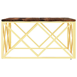 Acheter Maison Chic Tabls basse,Table Console pour salon doré acier inoxydable et bois massif récupération -MN94015