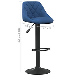 vidaXL Tabouret de bar Bleu Velours pas cher