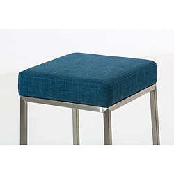 Avis Decoshop26 Tabouret de bar rembourré revêtement tissu bleu avec repose-pieds acier inoxydable hauteur de l'assise 85 cm 10_0001224