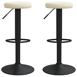 vidaXL Tabourets de bar lot de 2 crème velours