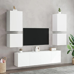 Avis vidaXL Meubles TV muraux 2 pcs blanc 40,5x30x40 cm bois d'ingénierie