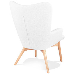 Acheter Alterego Fauteuil à oreilles style scandinave 'TRAPEUR' en tissu bouclé blanc