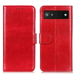 Etui en PU texture crazy horse, fermoir magnétique avec support, rouge pour votre Google Pixel 6a