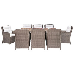 Maison Chic Salon de jardin 9 pcs avec coussins - Table et chaises d'extérieur - Mobilier/Meubles de jardin Moderne Résine tressée Marron -MN96227