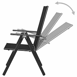 Maison Chic Lot de 4 Chaises pliables de jardin - Fauteuil d'extérieur Aluminium et textilène Noir -MN69856 pas cher