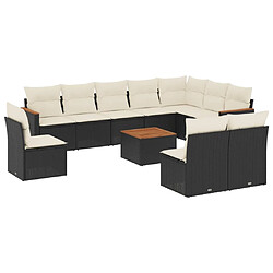 Maison Chic Salon de jardin 11 pcs avec coussins, Ensemble Tables et chaises d'extérieur noir résine tressée -GKD928855