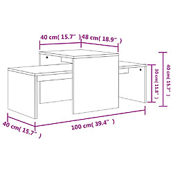 vidaXL Ensemble de table basse Gris béton 100x48x40 cm Bois ingénierie pas cher