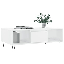 Avis Maison Chic Table basse,Table Console Table d'appoint, Table pour salon blanc brillant 104x60x35 cm bois d'ingénierie -MN65666