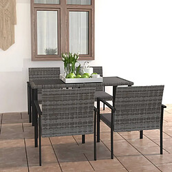 Salle à manger de jardin 5 pcs,Table et chaise à dîner Résine tressée Gris -MN89862