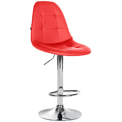 Decoshop26 Tabouret de bar x1 avec repose-pieds hauteur réglable pivotant assise en PVC rouge cadre métallique chromé 10_0004825