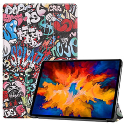 Etui en PU impression de motifs avec support tri-pliure Belle fleur pour votre Lenovo Tab P11 Pro TB-J706F