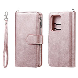 Etui en PU fermeture éclair magnétique détachable 2 en 1 avec support or rose pour votre Samsung Galaxy S20 Ultra