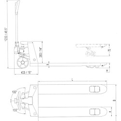 Fp Transpalette 2500kg VG/PUR rouge, monté