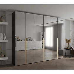 Abiks Meble Inova 1 Armoire avec miroir et portes battantes 236,7/300/47 6 Portes (nero/d’oro)