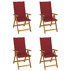 vidaXL Chaises inclinables de jardin lot de 4 et coussins Bois acacia