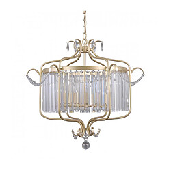 Luminaire Center Suspension en cristal Rinaldo Champagne doré, hauteur 60 Cm