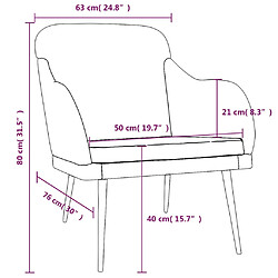 vidaXL Fauteuil Crème 63x76x80 cm Velours pas cher