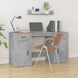 vidaXL Bureau avec armoire gris béton bois d'ingénierie