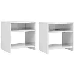 Maison Chic Lot de 2 Tables de chevet,Table de nuit,Table d'appoint pour salon Blanc brillant 40 x 30 x 40 cm Aggloméré -MN73188