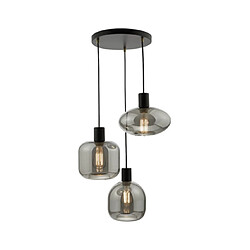 Luminaire Center Suspension Aiden Noir satiné,Verre fumé