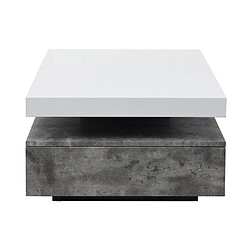 Vente-Unique Table basse avec 2 tiroirs en MDF - Béton et blanc - FELIX pas cher