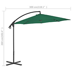 vidaXL Parasol de jardin en porte-à-feux avec mât en acier 300 cm Vert pas cher