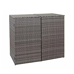 Decoshop26 Abri de poubelles extérieur conteneurs à ordures jusqu'à 2 bacs avec couvercle en poly rotin gris 2x120 litres 04_0003646