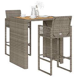 vidaXL Ensemble de bar de jardin 3 pcs sans coussins gris poly rotin