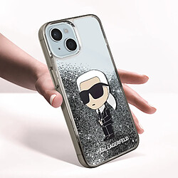 Acheter Karl Lagerfeld Coque pour iPhone 15 Motifs Paillettes Flottantes Bords Rehaussés Argent