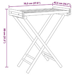 vidaXL Table à plateau pliante 70,5x42,5x80 cm bambou pas cher