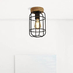 Acheter Searchlight Plafonnier Cage, Noir Mat & Bois