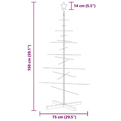 vidaXL Arbre de Noël en métal avec base en bois noir 150 cm pas cher