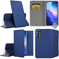 Htdmobiles Housse etui portefeuille avec coque intérieure en silicone pour Oppo Find X3 Lite + film ecran - BLEU MAGNET