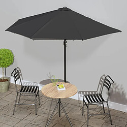 vidaXL Parasol de balcon avec mât en aluminium Noir 300x155x223cm Demi