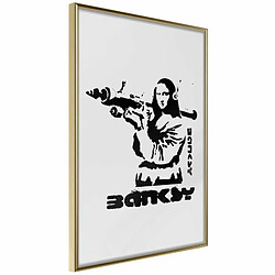 Paris Prix Affiche Murale Encadrée Banksy Mona Lisa with Bazooka I 20 x 30 cm Or