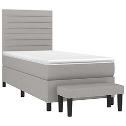 Avis Maison Chic Lit Adulte - Lit simple Lit à sommier tapissier avec matelas moelleux - Meuble de Chambre - Gris clair 80x200 cm Tissu -MN82946