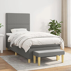 Maison Chic Structures de lit + matelas,Lit à sommier tapissier avec matelas Gris foncé 80x200 cm Tissu -MN32786