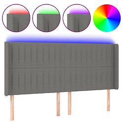 Maison Chic Tête de lit scandinave à LED,meuble de chambre Gris foncé 203x16x118/128 cm Tissu -MN60398