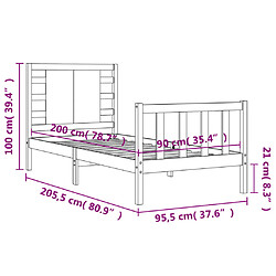 vidaXL Cadre de lit sans matelas 90x200 cm bois de pin massif pas cher