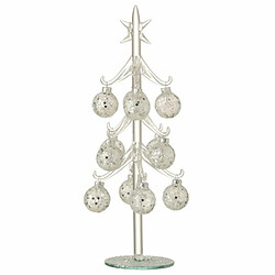 Paris Prix Statuette Déco Sapin & Boules Noël 30cm Argent